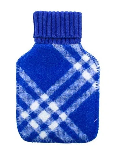 Pre-owned Burberry Hot Water Bottle Check Sleeve W/ Tags In Blue