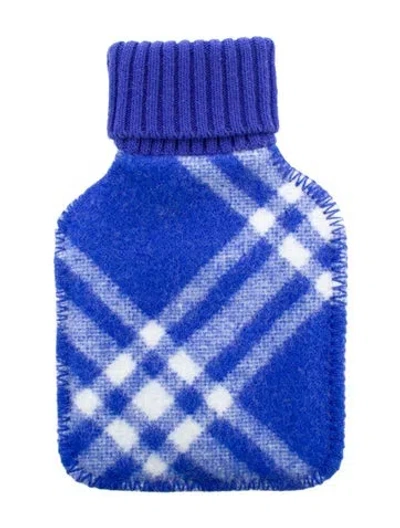 Pre-owned Burberry Hot Water Bottle Check Sleeve W/ Tags In Blue