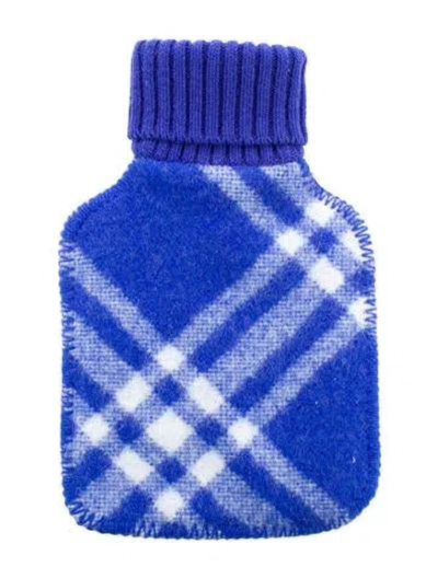 Pre-owned Burberry Hot Water Bottle Check Sleeve W/ Tags In Blue