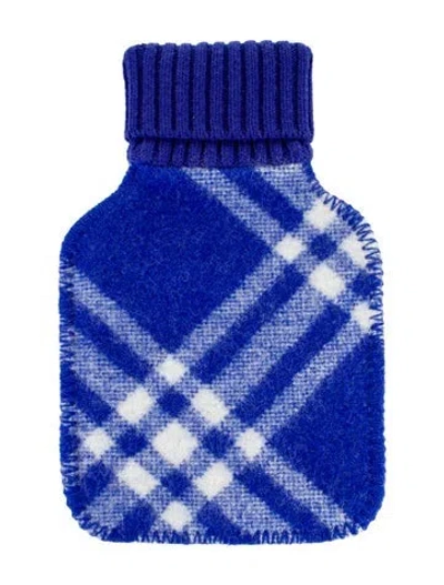 Pre-owned Burberry Hot Water Bottle Check Sleeve W/ Tags In Blue