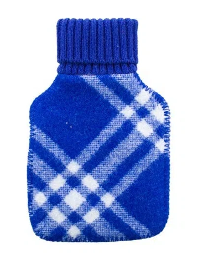Pre-owned Burberry Hot Water Bottle Check Sleeve W/ Tags In Blue