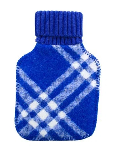 Pre-owned Burberry Hot Water Bottle Check Sleeve W/ Tags In Blue