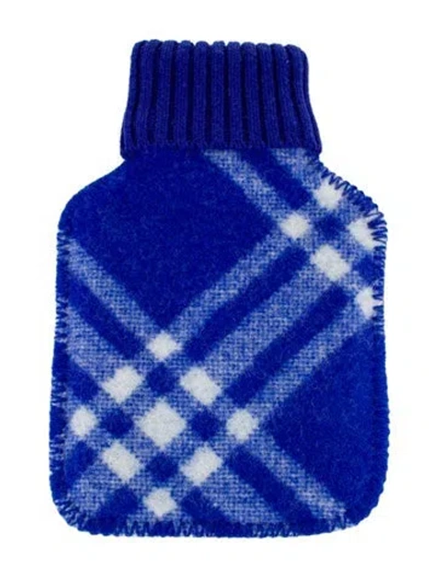 Pre-owned Burberry Hot Water Bottle Check Sleeve W/ Tags In Blue