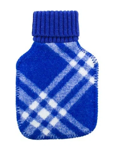 Pre-owned Burberry Hot Water Bottle Check Sleeve W/ Tags In Blue