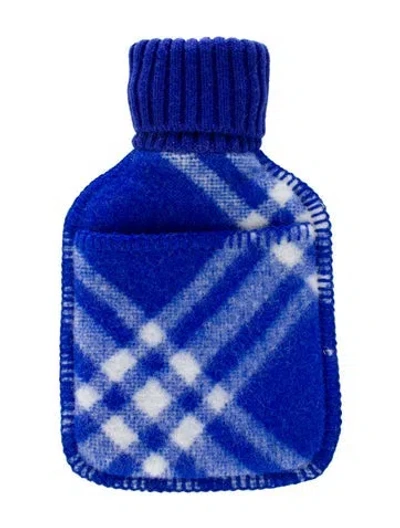 Pre-owned Burberry Hot Water Bottle Check Sleeve W/ Tags In Blue