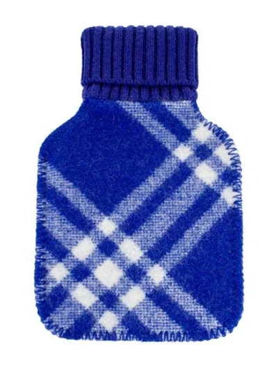 Pre-owned Burberry Hot Water Bottle Check Sleeve W/ Tags In Blue