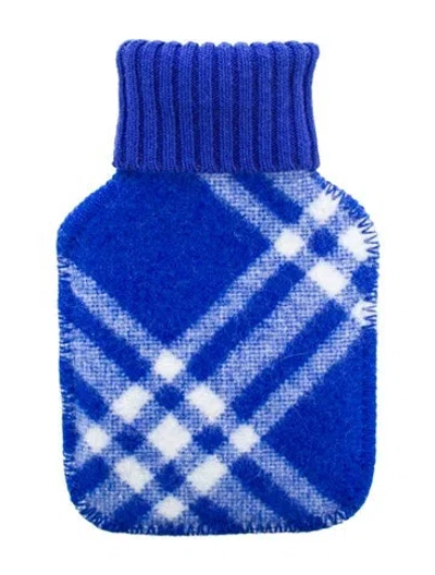 Pre-owned Burberry Hot Water Bottle Check Sleeve W/ Tags In Blue