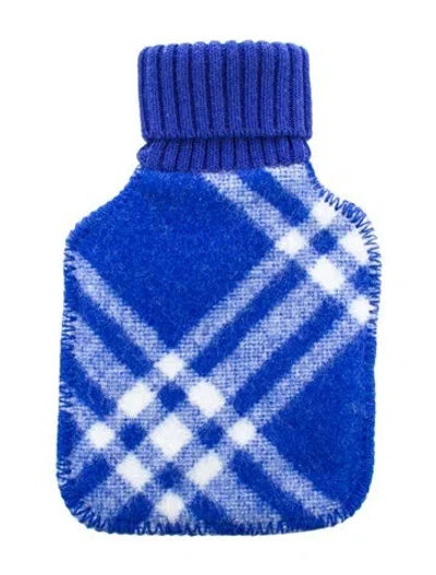 Pre-owned Burberry Hot Water Bottle Check Sleeve W/ Tags In Blue