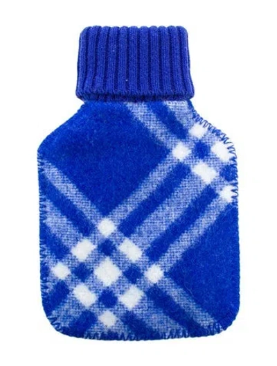 Pre-owned Burberry Hot Water Bottle Check Sleeve W/ Tags In Blue