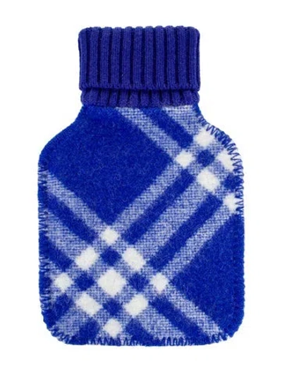 Pre-owned Burberry Hot Water Bottle Check Sleeve W/ Tags In Blue