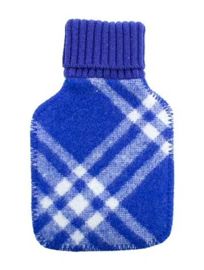 Pre-owned Burberry Hot Water Bottle Check Sleeve W/ Tags In Blue