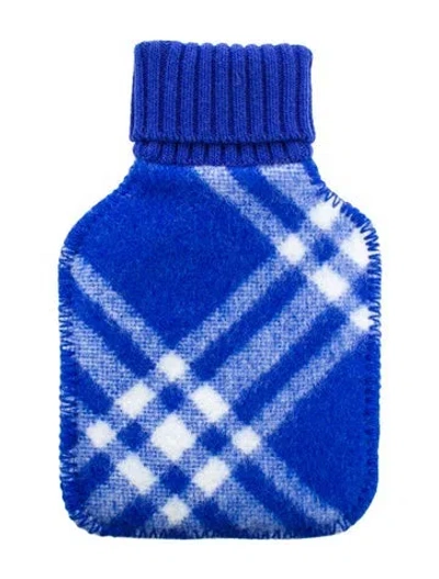 Pre-owned Burberry Hot Water Bottle Check Sleeve W/ Tags In Blue