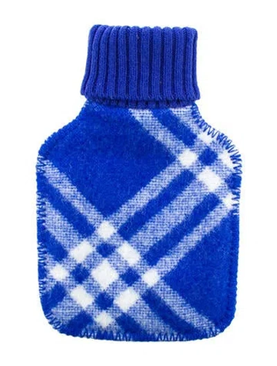 Pre-owned Burberry Hot Water Bottle Check Sleeve W/ Tags In Blue