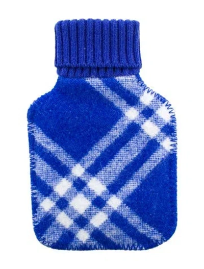 Pre-owned Burberry Hot Water Bottle Check Sleeve W/ Tags In Blue