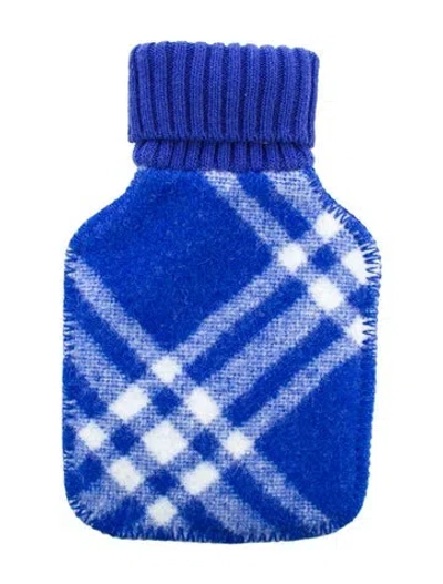 Pre-owned Burberry Hot Water Bottle Check Sleeve W/ Tags In Blue