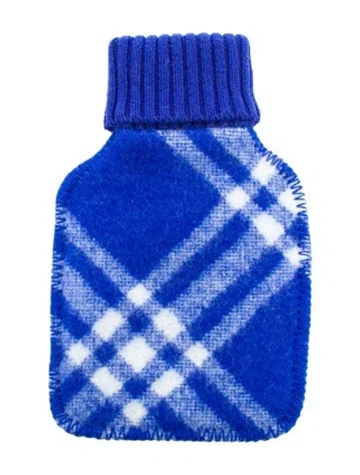 Pre-owned Burberry Hot Water Bottle Check Sleeve W/ Tags In Blue