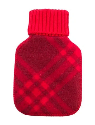 Pre-owned Burberry Hot Water Bottle Check Sleeve W/ Tags In Red