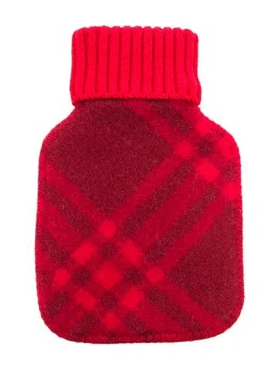 Pre-owned Burberry Hot Water Bottle Check Sleeve W/ Tags In Red