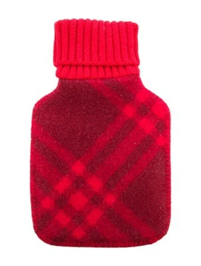 Pre-owned Burberry Hot Water Bottle Check Sleeve W/ Tags In Red
