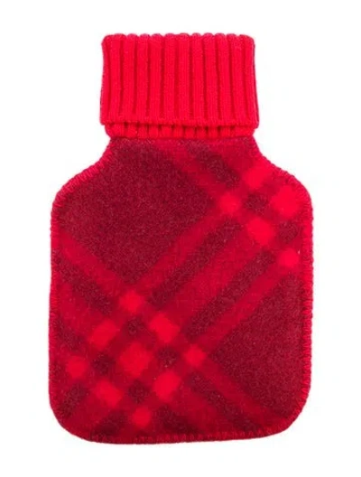 Pre-owned Burberry Hot Water Bottle Check Sleeve W/ Tags In Red