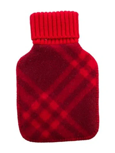 Pre-owned Burberry Hot Water Bottle Check Sleeve W/ Tags In Red