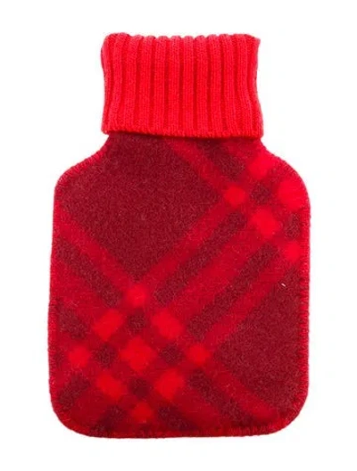 Pre-owned Burberry Hot Water Bottle Check Sleeve W/ Tags In Red