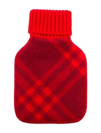 Pre-owned Burberry Hot Water Bottle Check Sleeve W/ Tags In Red