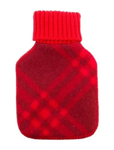Pre-owned Burberry Hot Water Bottle Check Sleeve W/ Tags In Red