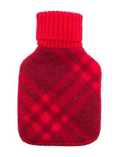 Pre-owned Burberry Hot Water Bottle Check Sleeve W/ Tags In Red