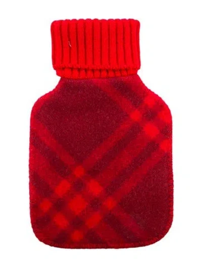 Pre-owned Burberry Hot Water Bottle Check Sleeve W/ Tags In Red
