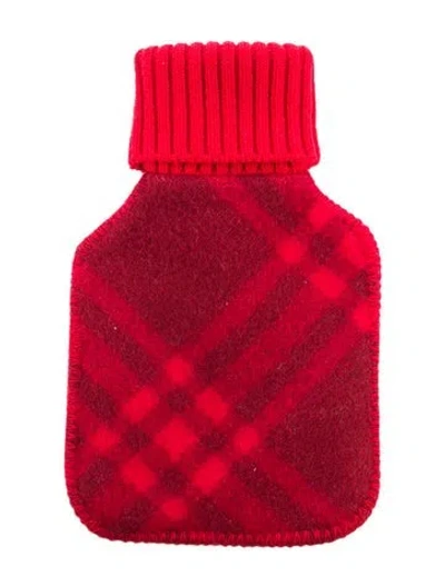 Pre-owned Burberry Hot Water Bottle Check Sleeve W/ Tags In Red