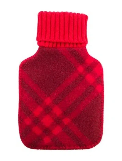 Pre-owned Burberry Hot Water Bottle Check Sleeve W/ Tags In Red