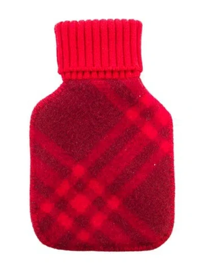 Pre-owned Burberry Hot Water Bottle Check Sleeve W/ Tags In Red