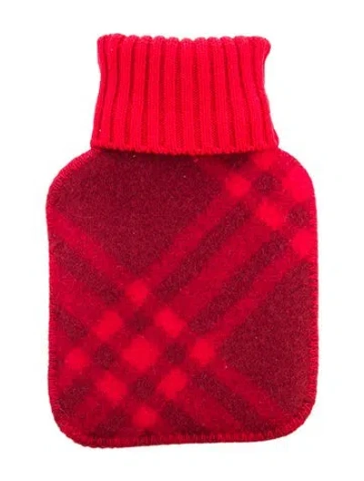 Pre-owned Burberry Hot Water Bottle Check Sleeve W/ Tags In Red