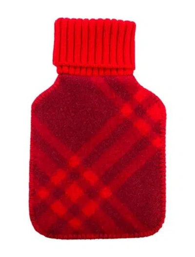 Pre-owned Burberry Hot Water Bottle Check Sleeve W/ Tags In Red