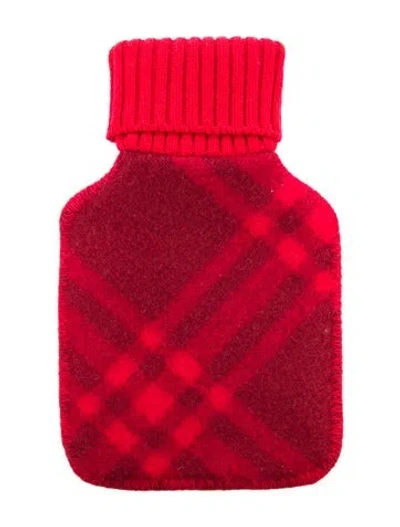 Pre-owned Burberry Hot Water Bottle Check Sleeve W/ Tags In Red