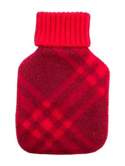 Pre-owned Burberry Hot Water Bottle Check Sleeve W/ Tags In Red