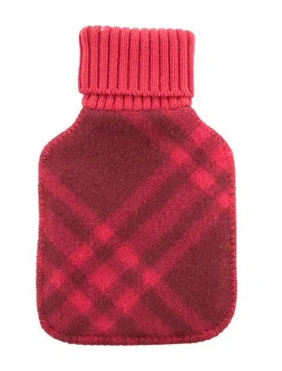 Pre-owned Burberry Hot Water Bottle Check Sleeve W/ Tags In Red