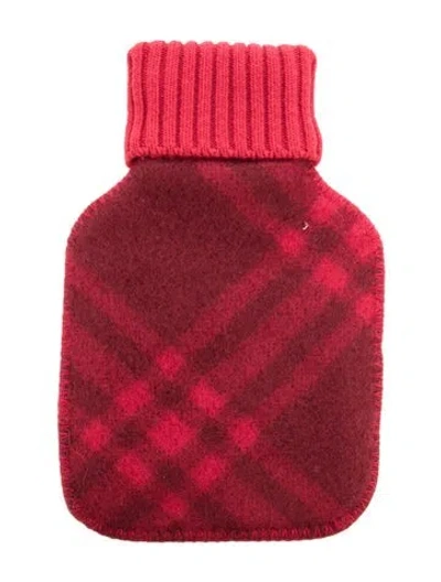 Pre-owned Burberry Hot Water Bottle Check Sleeve W/ Tags In Red