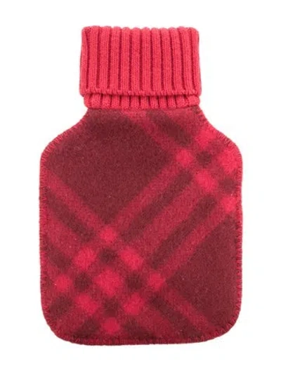 Pre-owned Burberry Hot Water Bottle Check Sleeve W/ Tags In Red