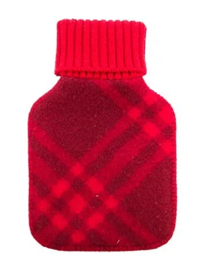 Pre-owned Burberry Hot Water Bottle Check Sleeve W/ Tags In Red