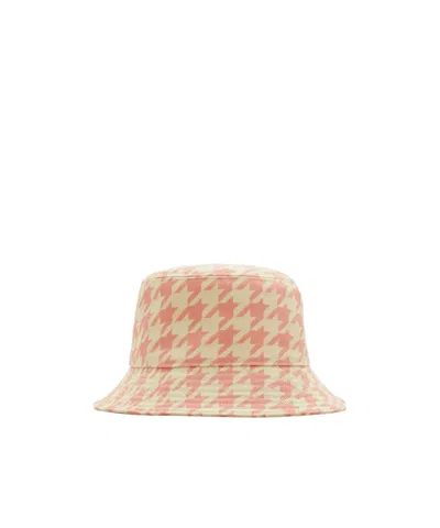 Burberry Houndstooth Bucket Hat In Nude