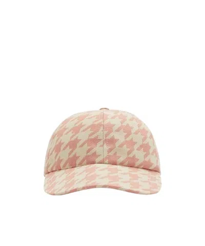 Burberry Houndstooth Check Baseball Cap In Pink