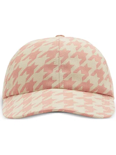 Burberry Houndstooth Check Baseball Cap In Pink