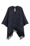 Burberry Houndstooth Check Cashmere & Wool Cape In Midnight