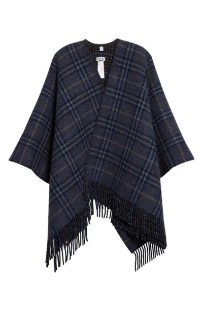 Burberry Houndstooth Check Cashmere & Wool Cape In Midnight