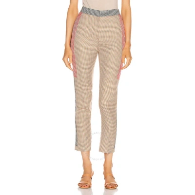Burberry Houndstooth Check Wool Tailored Trousers In Bronze