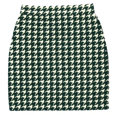Burberry Houndstooth Elasticated Waist Mini Skirt In Ivy Pattern
