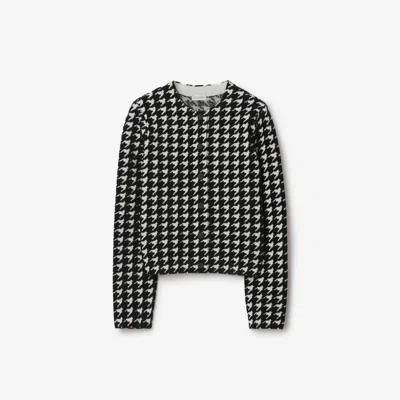 Burberry Houndstooth Nylon Blend Cardigan In Black