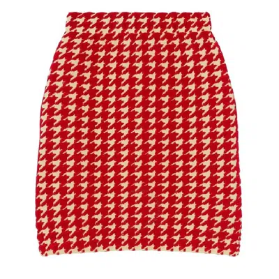Burberry Houndstooth Nylon Blend Mini Skirt